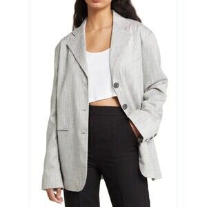 TOPSHOP Extreme Oversized Blazer In Gray Marl Sz 6 New